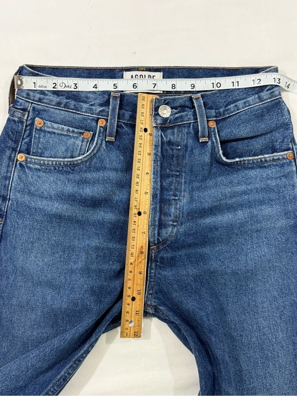 AGOLDE x Amour Vert High Rise Straight Leg Jeans Organic Cotton USA 24 - Picture 9 of 14